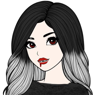 realistic girl with her hair i n front of her face