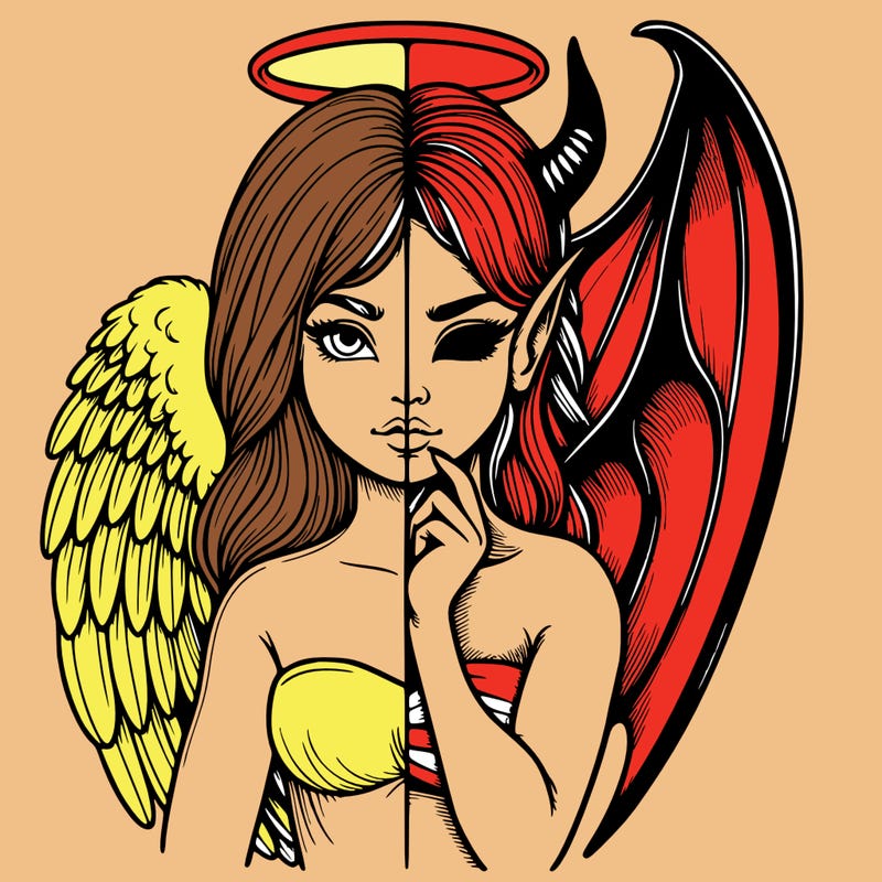 realistic angel half demon