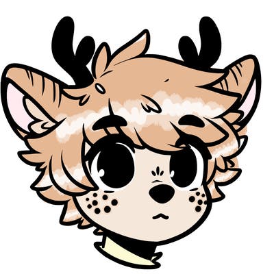 a humanoid deer with soft fluffy ears
