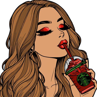 realistic girl drinking starbucks