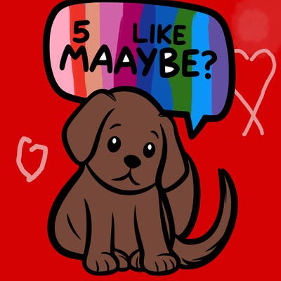 a puppy that says 5 like maybe