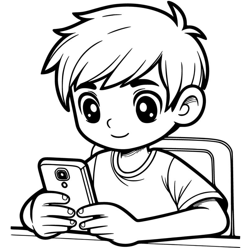 a boy with his phone