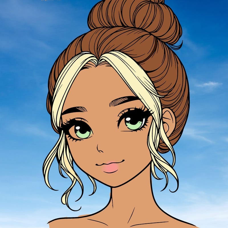 realistic pretty girl with hair in bun