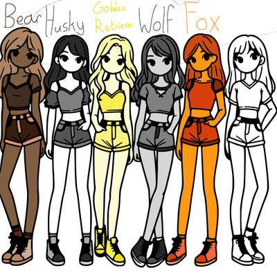 a group of girls wearing crop tops and shorts