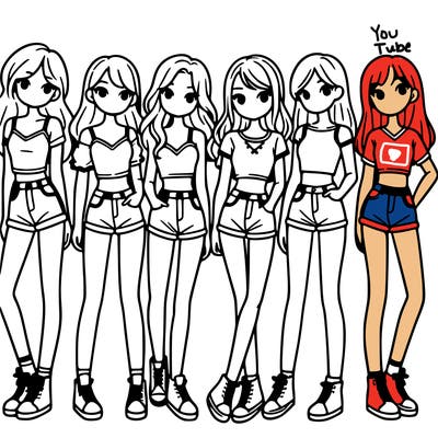 a group of girls wearing crop tops and shorts