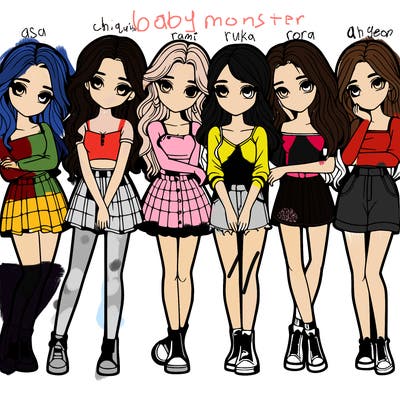 a group of girls realistic