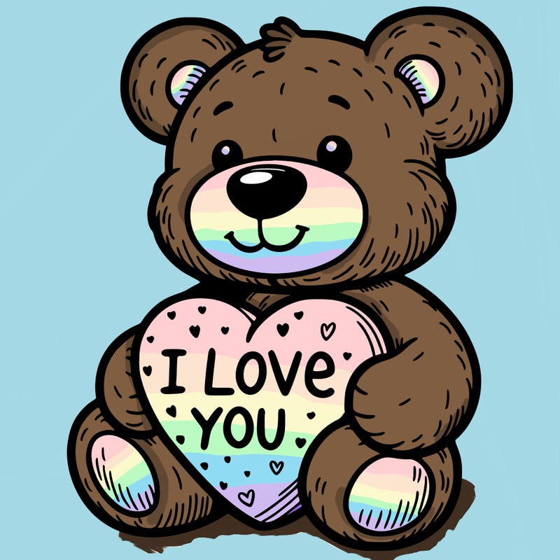 teddy bear holding an i love you heart