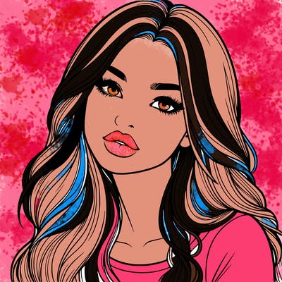 realistic girl with hair on her hair and lips