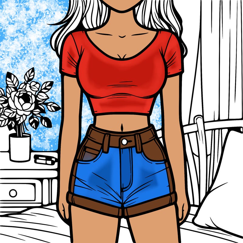 girl wearing a crop top and jean shorts