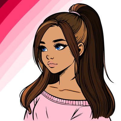 realistic girl with a high ponytail