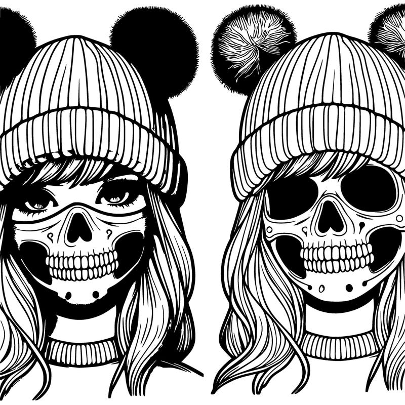 realistic girl with skull mask