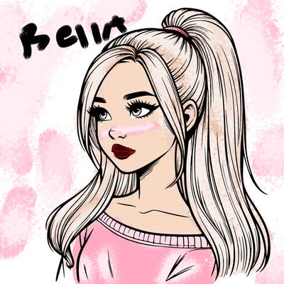 realistic girl with a high ponytail