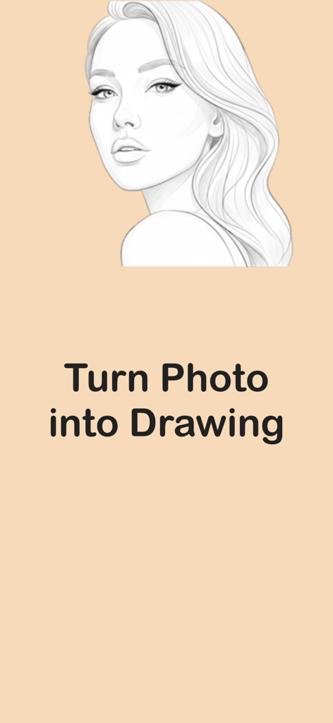 Line drawing of a woman portrait created from a photo