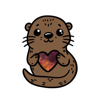 otter with a heart