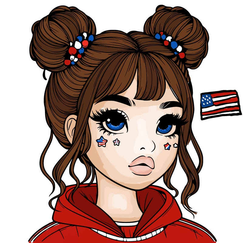 realistic girl with space buns