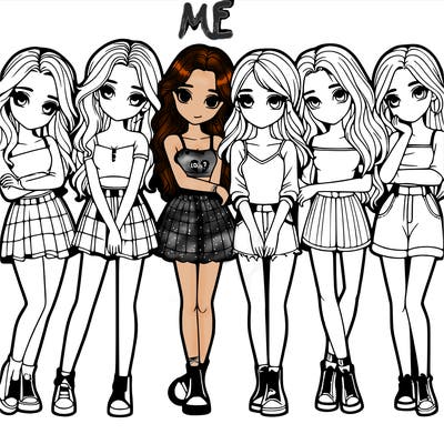 a group of girls realistic