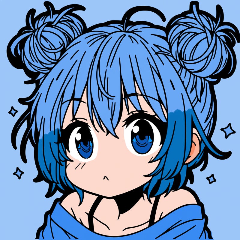 a manga girl with messy small buns
