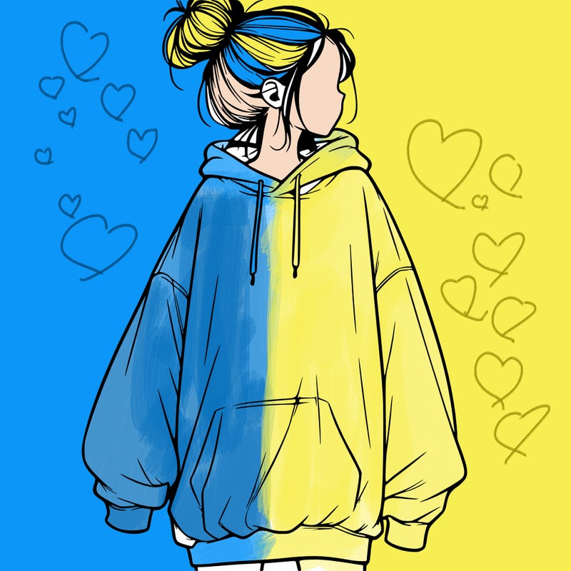 realistic girl with a oversized sweatshirt on and a bun