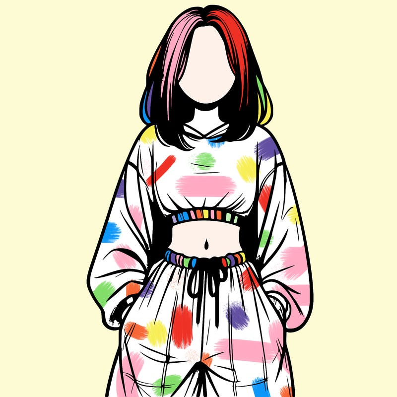 realistic girl faceless with baggy pants and a crop top