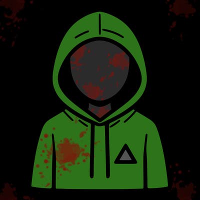 a person with non face waering a hoodie with a small triangle symbol