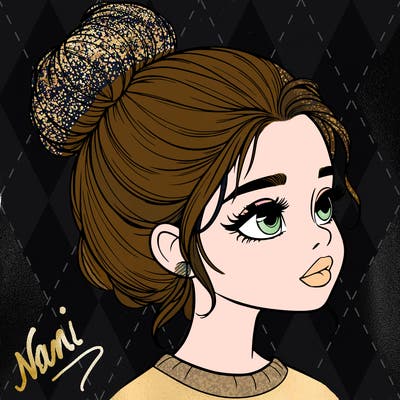 realistic girl with bun