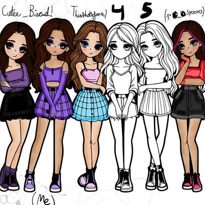 a group of girls realistic