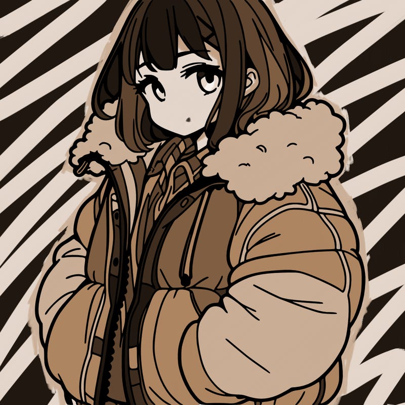 manga girl with a big jacket