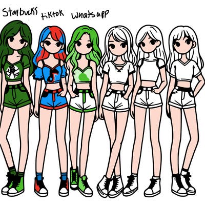 a group of girls wearing crop tops and shorts