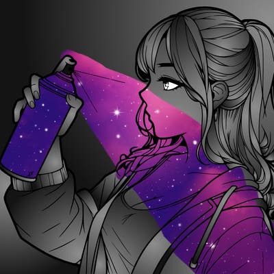 a realistic girl spray, painting