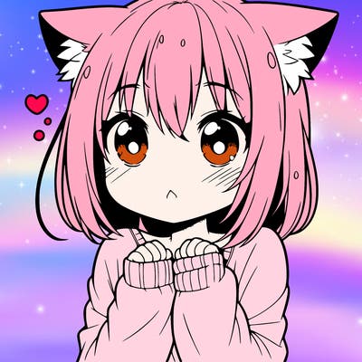 shy anime catgirl