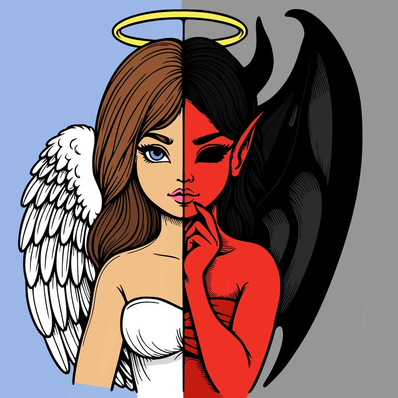 realistic angel half demon