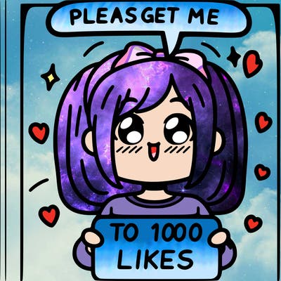 a girl saying please get me to 100 likes