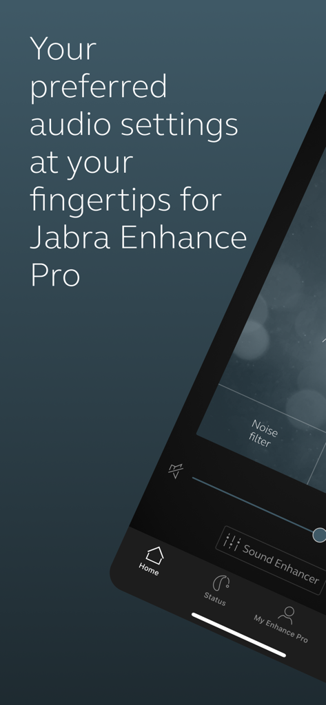 Jabra Enhance Pro - Jabra Enhance Pro mobile app interface for adjusting audio settings and sound filters.