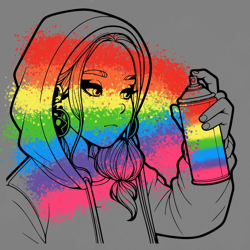 a realistic girl, spray painting