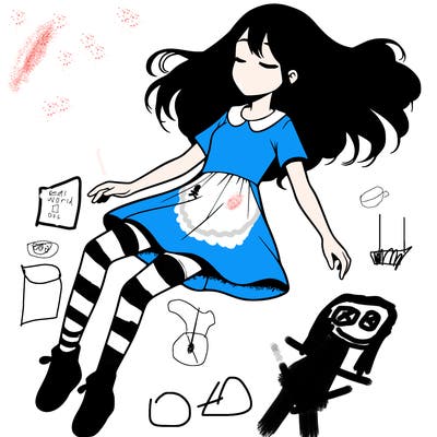 realistic girl floating