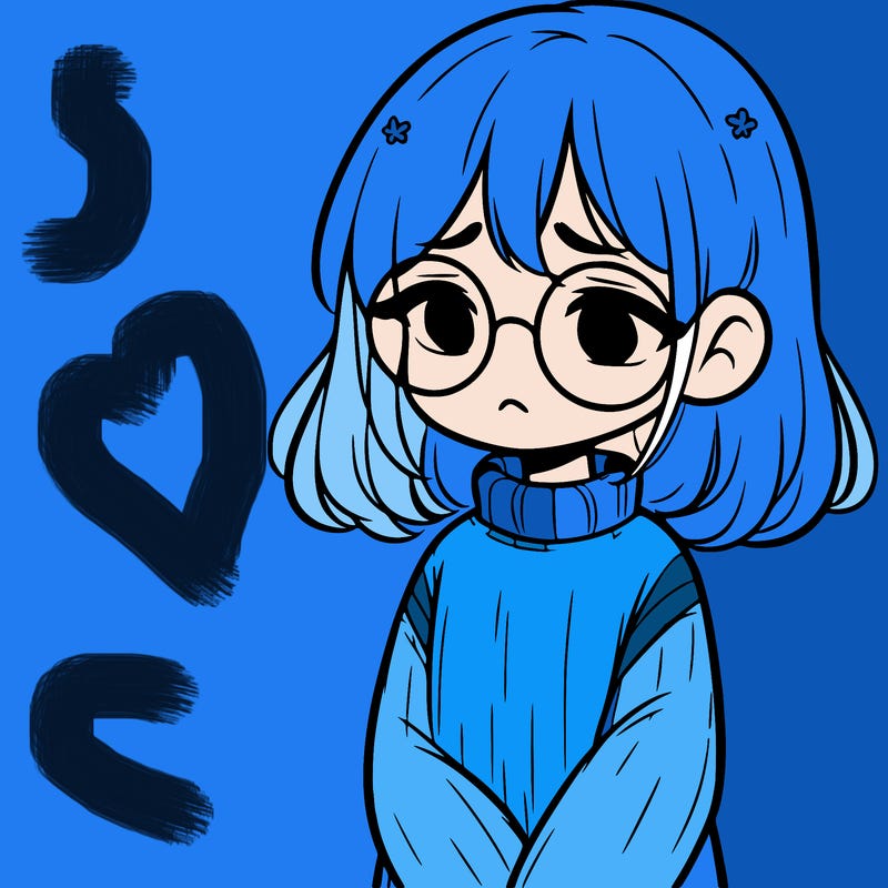 sad girl with glasses in a sweater