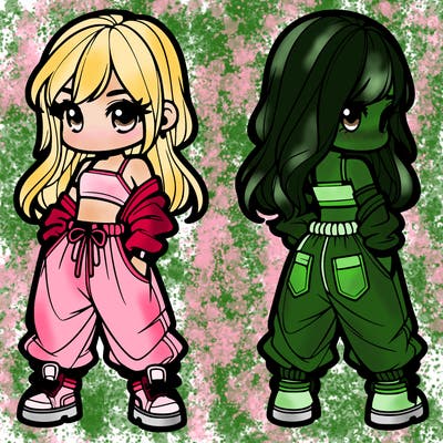 girl in crop top and baggy pants