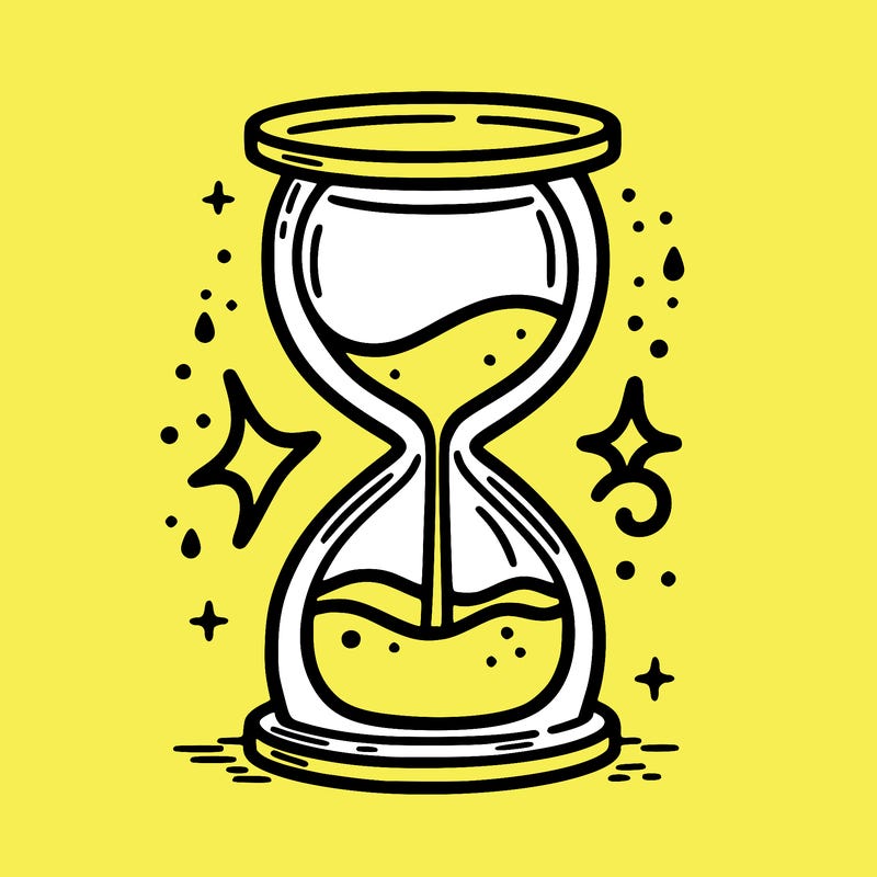 hour glass with sand falling into water pool on bottom level symbolizing air and water signs