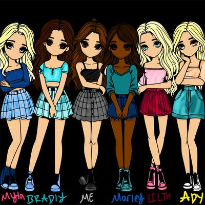 a group of girls realistic