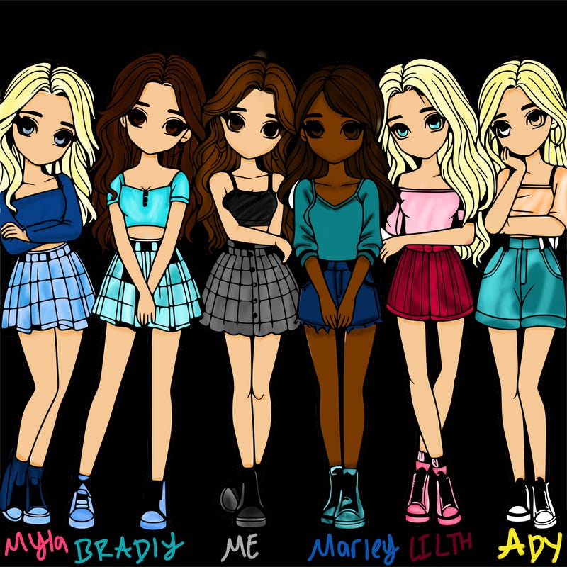 a group of girls realistic