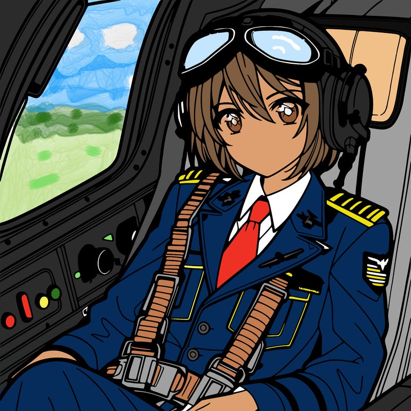a pilot in plane in an anime design