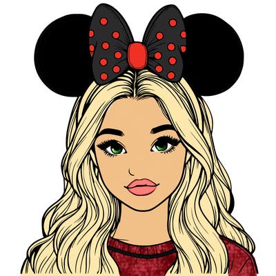 aesthetic realistic girl wearing mickey mouse ears