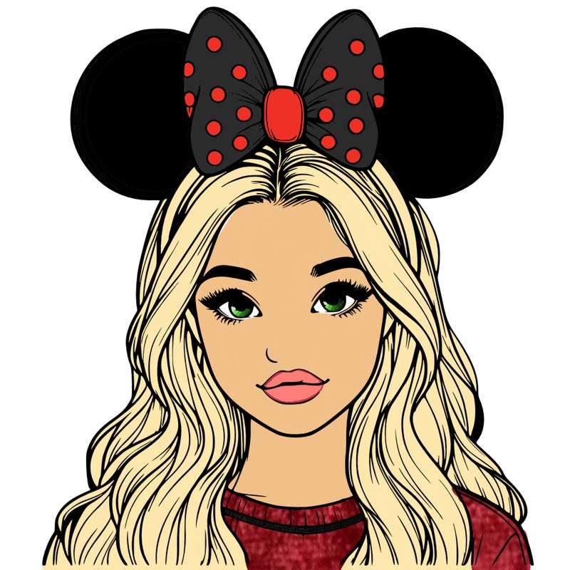 aesthetic realistic girl wearing mickey mouse ears