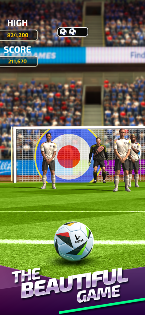 Flick Soccer 25 - Flick Soccer 25 gameplay showing a free kick target challenge in a full stadium