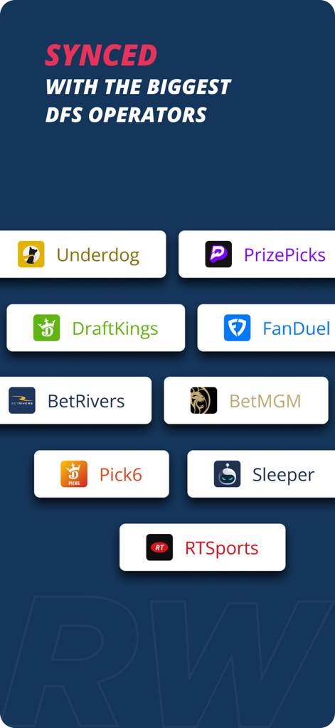 List of major DFS operators and sportsbooks synced with RotoWire Picks including FanDuel and DraftKings
