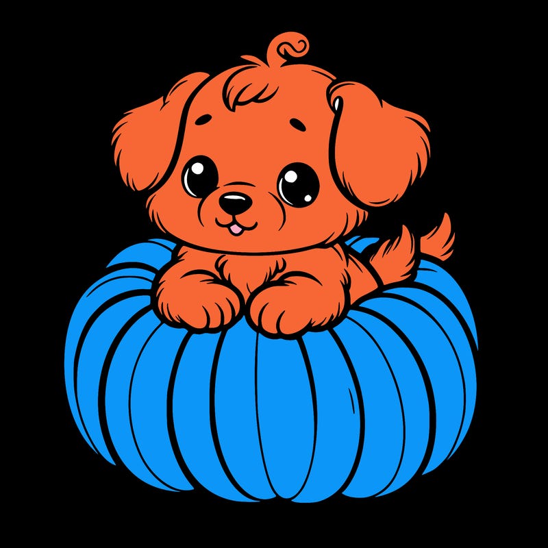 cute little puppy in a pumpkin