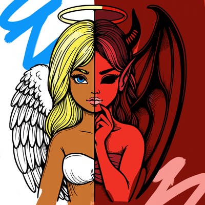 realistic angel half demon