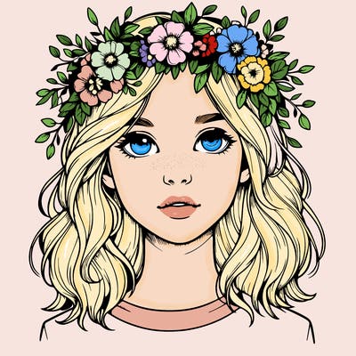 realistic girl with flower crown