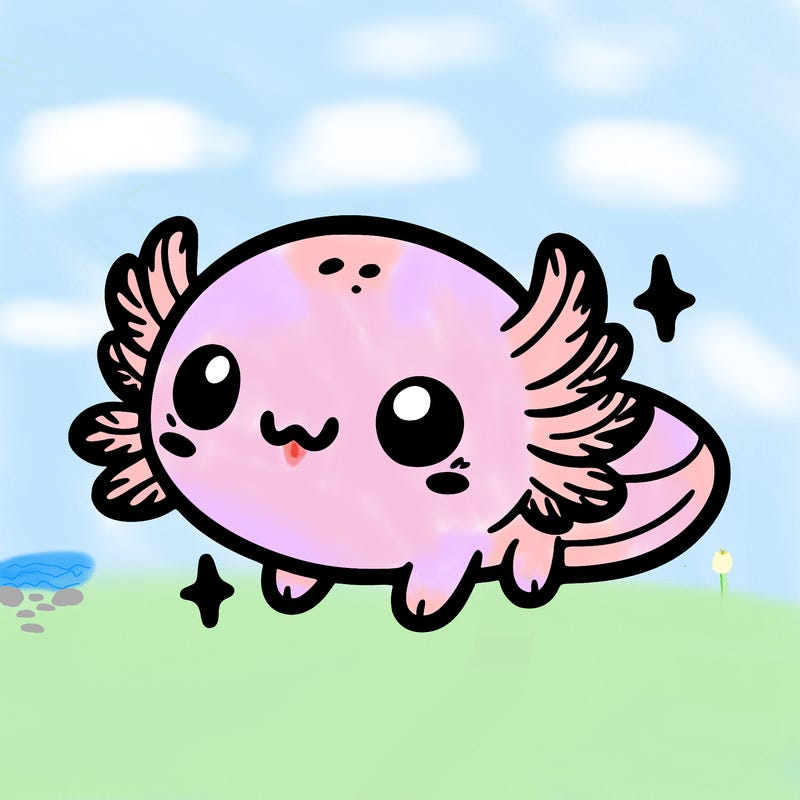 cute easy baby axolotl
