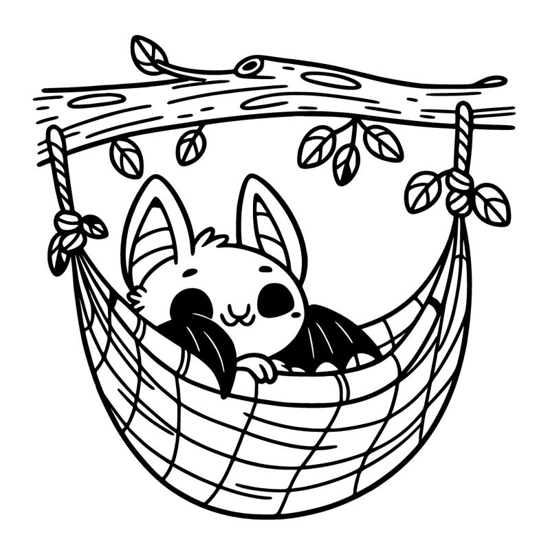a bat sitting in a cozy hammock